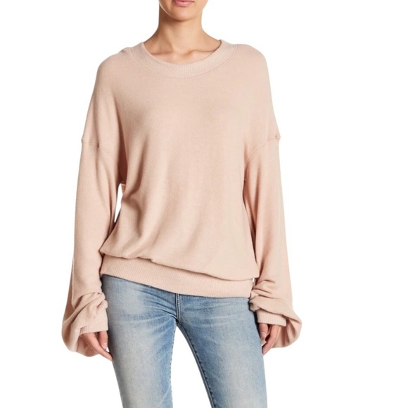 Free People Beach TGIF Oversized Pullover Almond Size Large - Picture 1 of 9